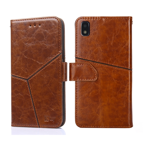 

For ZTE Blade L210 Geometric Stitching Horizontal Flip Leather Phone Case(Light Brown)