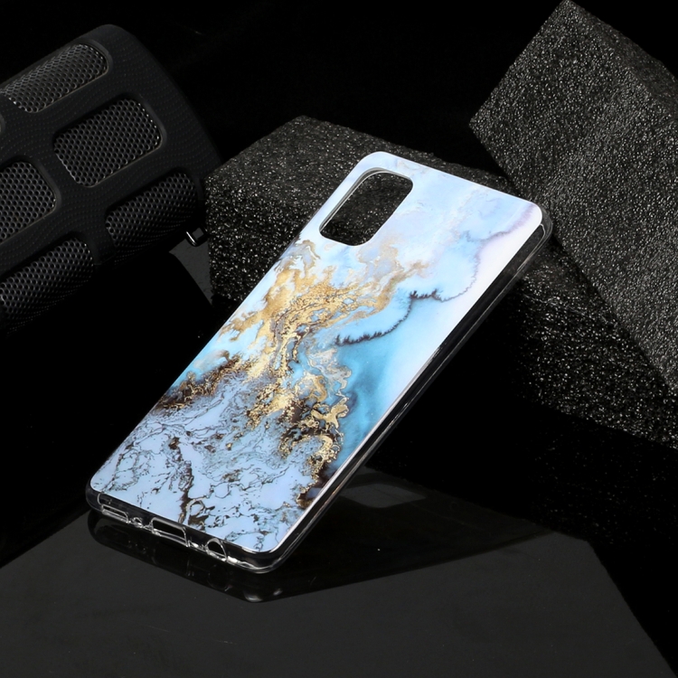 

For Galaxy A41 Marble Pattern Soft TPU Protective Case(Sea Blue)