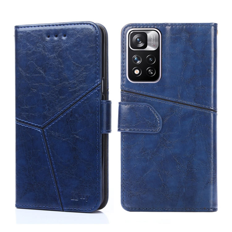 

For Xiaomi Redmi Note11 Pro 5G / Note11 Pro+ 5G Geometric Stitching Horizontal Flip Leather Phone Case(Blue)