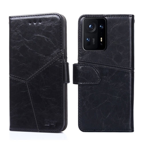 

For Xiaomi Mi Mix 4 Geometric Stitching Horizontal Flip Leather Phone Case(Black)