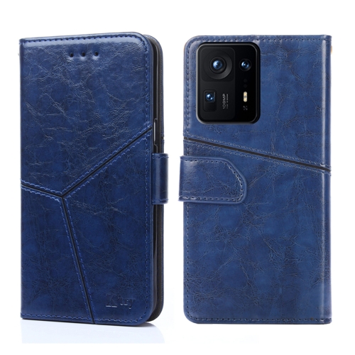 

For Xiaomi Mi Mix 4 Geometric Stitching Horizontal Flip Leather Phone Case(Blue)