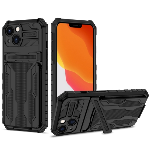 

Kickstand Armor Card Wallet Phone Case For iPhone 14 Max(Black)