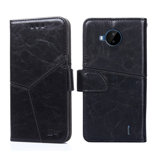 

For Nokia C20 Plus Geometric Stitching Horizontal Flip Leather Phone Case(Black)