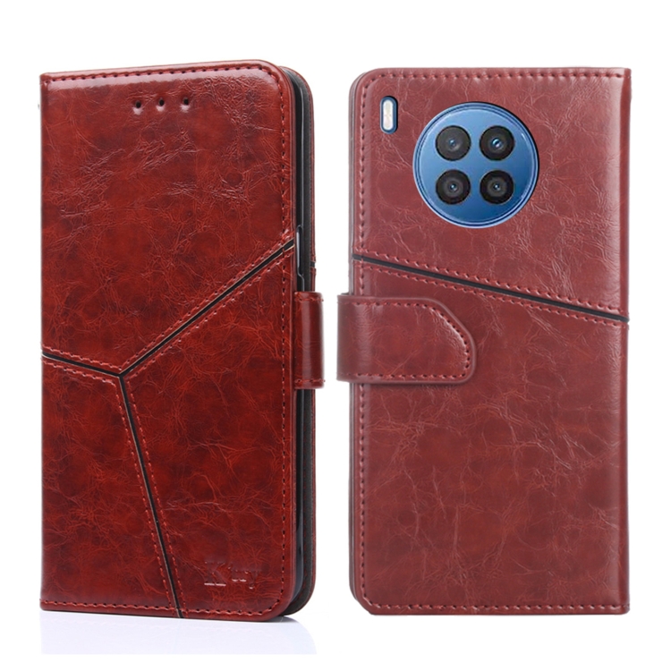

For Huawei nova 8i Geometric Stitching Horizontal Flip Leather Phone Case(Dark Brown)