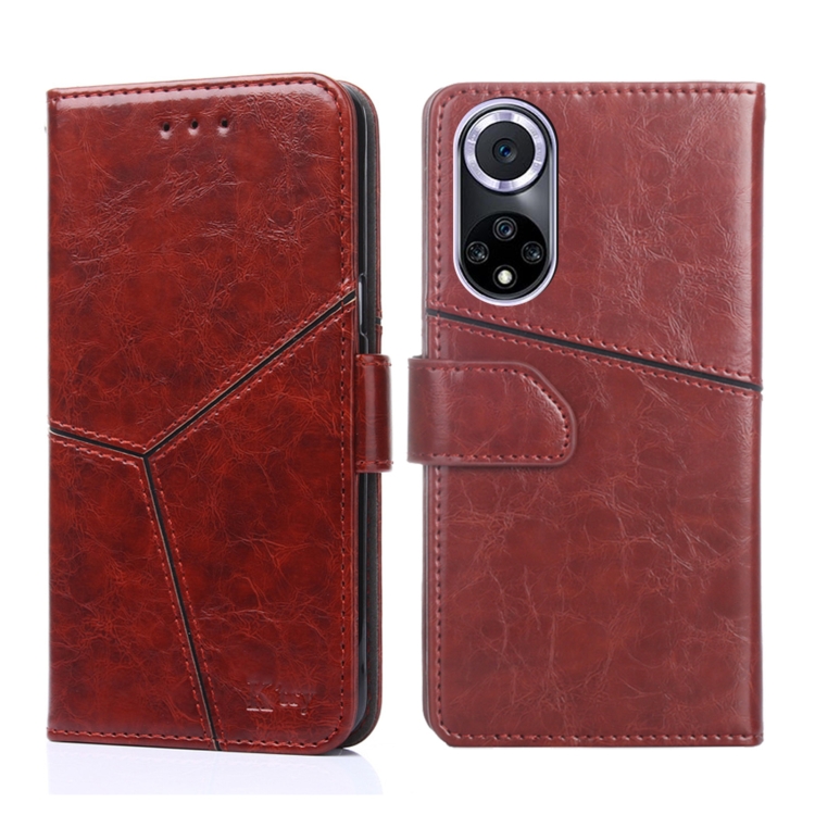 

For Huawei nova 9 Geometric Stitching Horizontal Flip Leather Phone Case(Dark Brown)