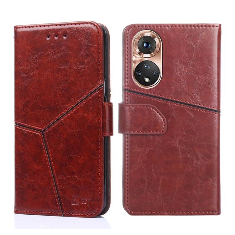 

For Honor 50 Geometric Stitching Horizontal Flip Leather Phone Case(Dark Brown)
