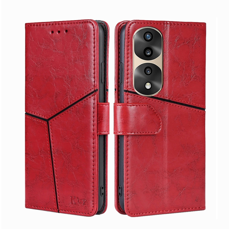

For Honor 70 Pro / 70 Pro+ Geometric Stitching Horizontal Flip Leather Phone Case(Red)