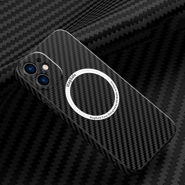 

For iPhone 11 Carbon Fiber Texture MagSafe Magnetic Phone Case (Black)