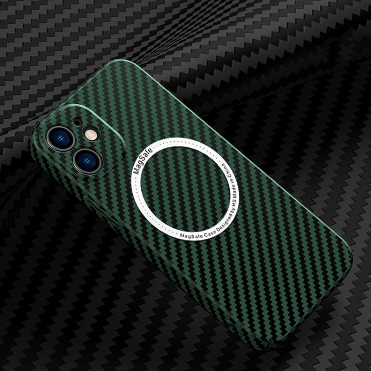 

For iPhone 11 Carbon Fiber Texture MagSafe Magnetic Phone Case (Green)