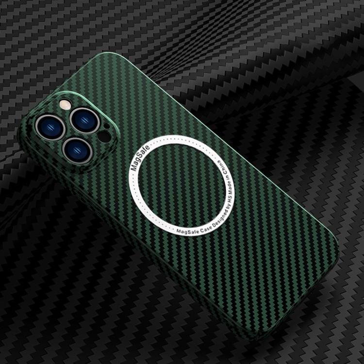

Carbon Fiber Texture MagSafe Magnetic Phone Case For iPhone 11 Pro Max(Green)