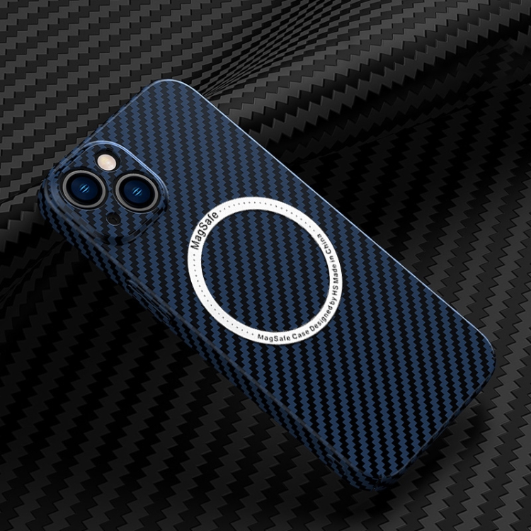 

For iPhone 13 Carbon Fiber Texture MagSafe Magnetic Phone Case(Blue)