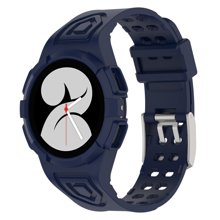 

For Samsung Galaxy Watch4 44mm Silicone Integrated Watch Band(Dark Blue)