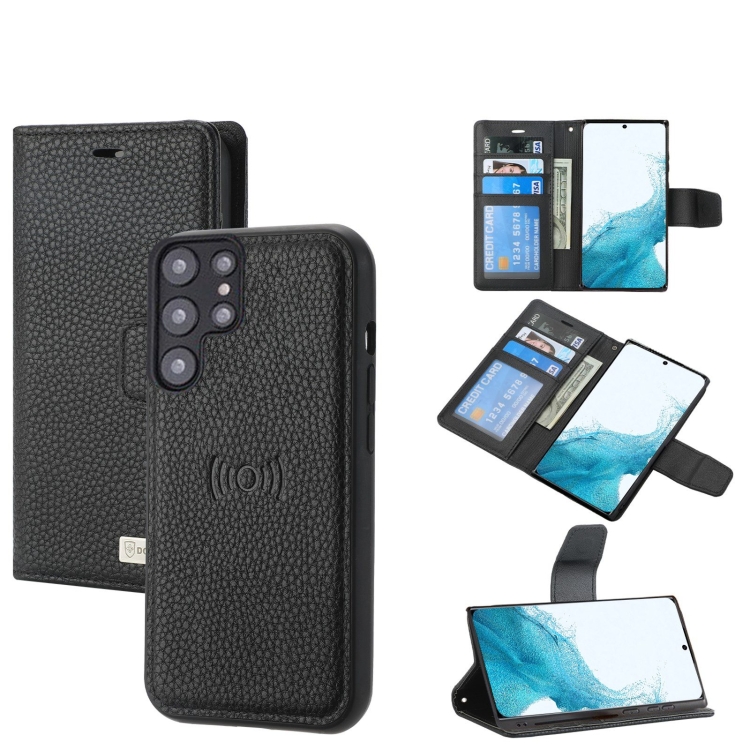 

For Samsung Galaxy S22 5G Litchi Texture Magnetic Detachable Wallet Leather Phone Case(Black)