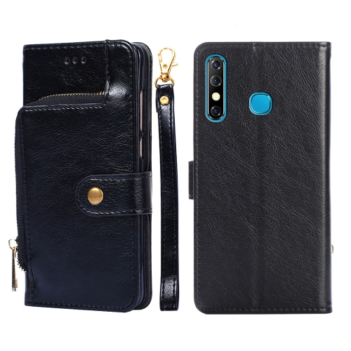 

For Infinix Hot 8/Hot 8 Lite/X650/X650B/Tecon Camon 12 Zipper Bag Leather Phone Case(Black)