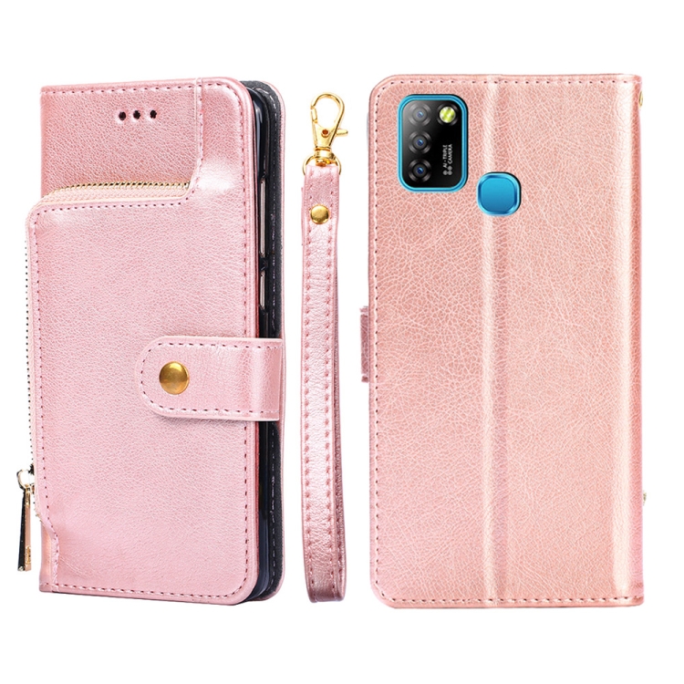 

For Infinix Hot 10 Lite/Smart 5 Zipper Bag Leather Phone Case(Rose Gold)