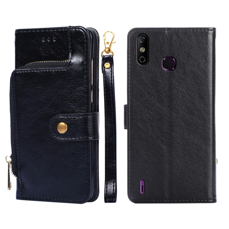 

For Infinix Smart 4/X653 Zipper Bag Leather Phone Case(Black)
