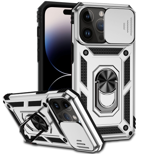 

For iPhone 14 Pro Sliding Camshield Holder Phone Case(Silver)