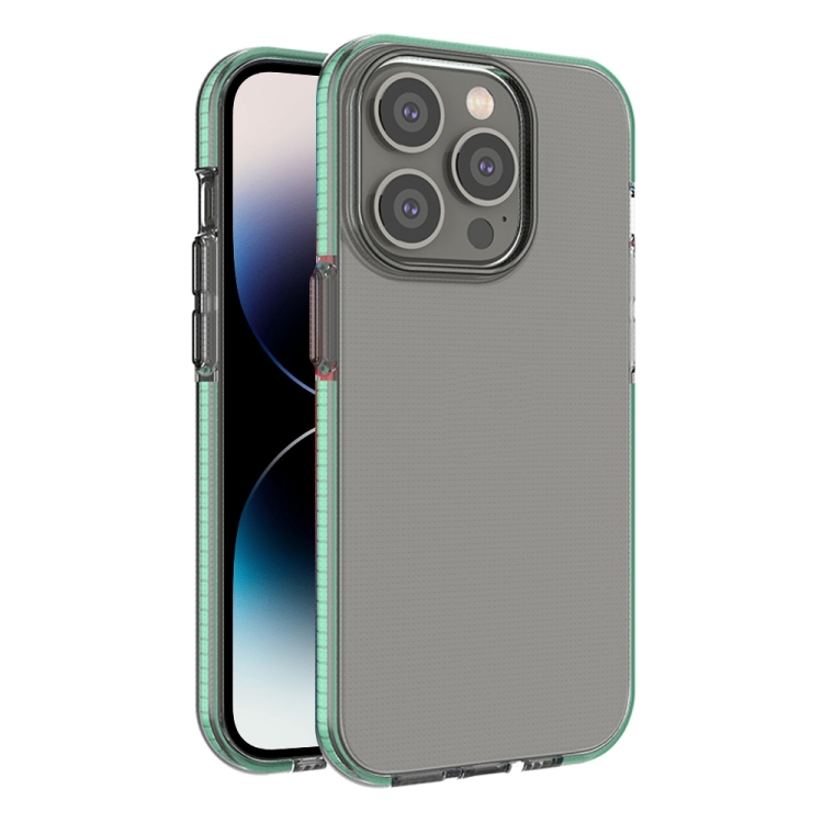 

For iPhone 14 Pro Max Two-color Transparent TPU Phone Case (Mint Green)