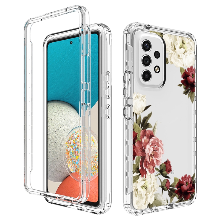 

For Samsung Galaxy A53 5G PC + TPU Transparent Painted Phone Case(Rose)