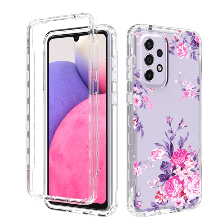

For Samsung Galaxy A33 Transparent Painted Phone Case(Pink Flower)