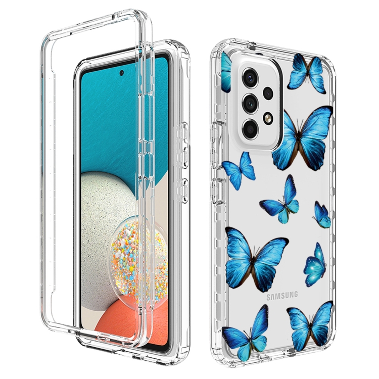 

For Samsung Galaxy A53 Transparent Painted Phone Case(Blue Butterflies)