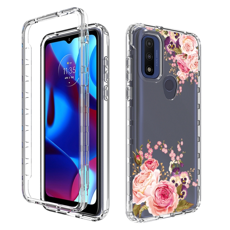 

For Motorola G Pure 2021 Transparent Painted Phone Case(Rose)