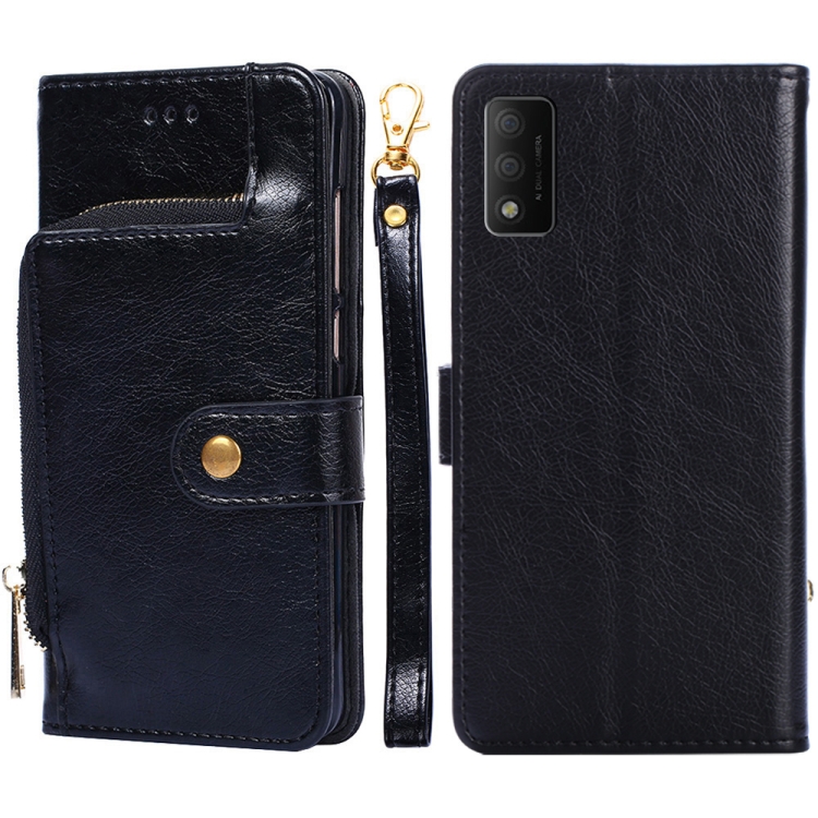 

For TCL 30T/T603DL Zipper Bag Leather Phone Case(Black)