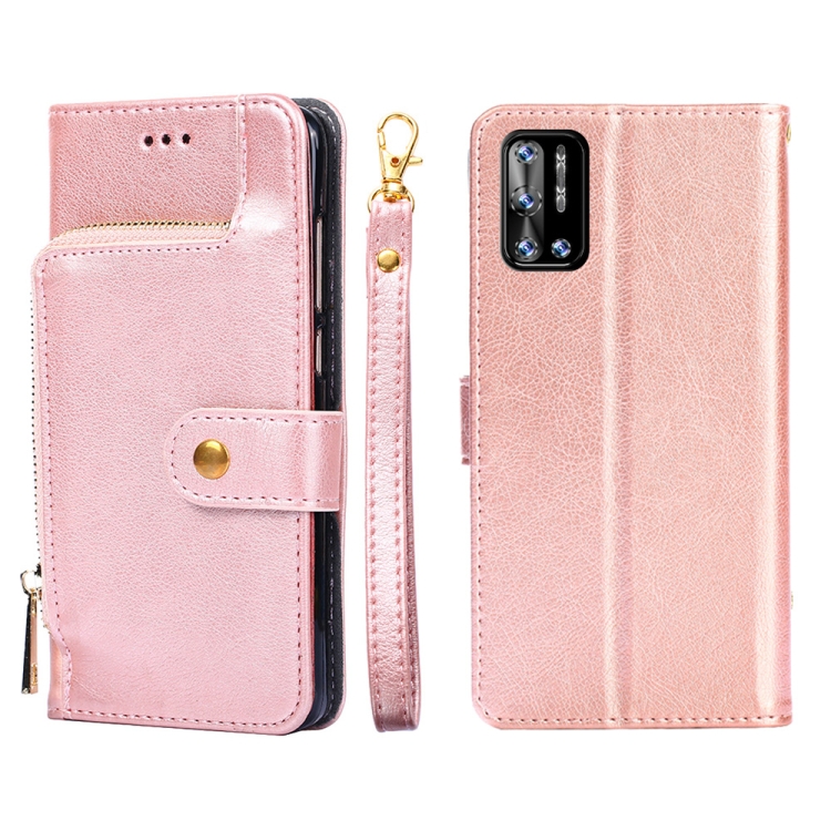 

For DOOGEE N40 Pro Zipper Bag Leather Phone Case(Rose Gold)