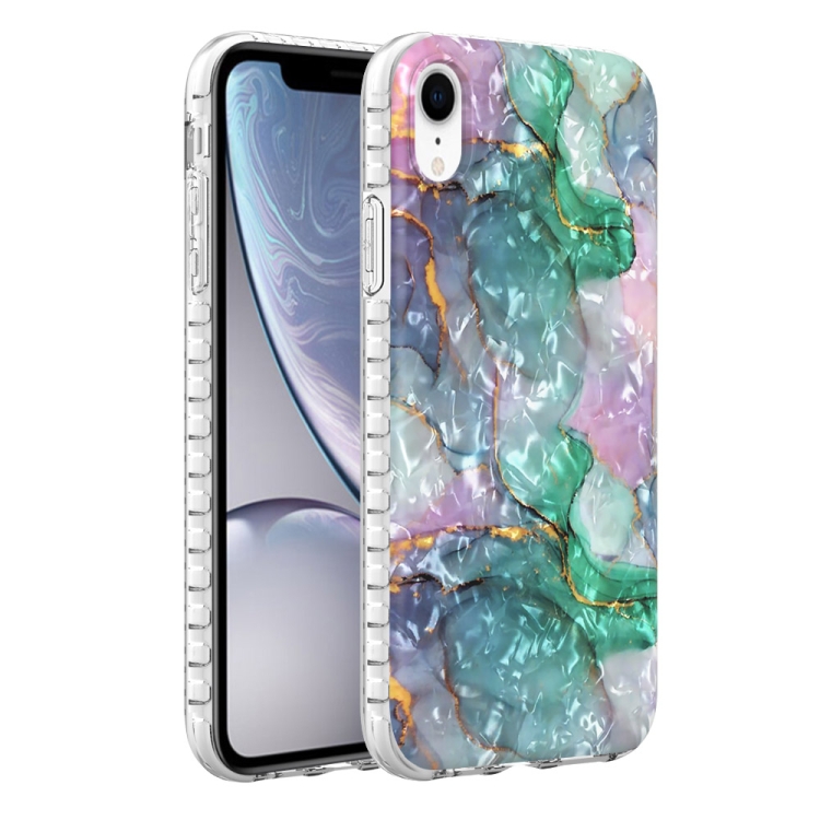 

2.0mm Airbag Shockproof TPU Phone Case For iPhone XR(Ink Green Marble)