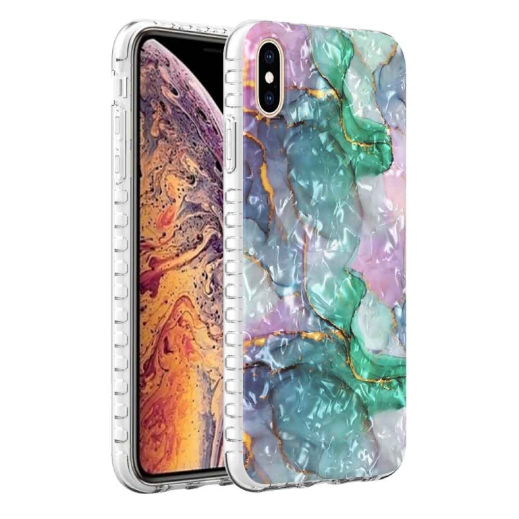 

For iPhone XS Max 2.0mm Airbag Shockproof TPU Phone Case(Ink Green Marble)
