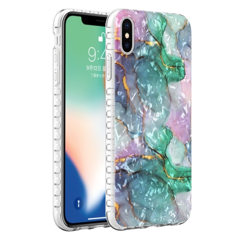 

For iPhone X / XS 2.0mm Airbag Shockproof TPU Phone Case(Ink Green Marble)