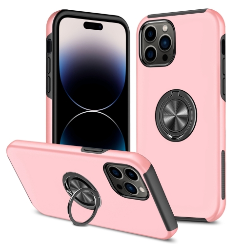 

For iPhone 14 Pro Max Magnetic Ring Kickstand Shockproof Phone Case (Rose Gold)