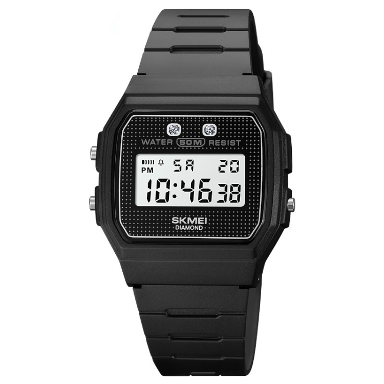 

SKMEI 1952 Resin Mirror ABS Case Waterproof Electronic Watch(Black PU belt)