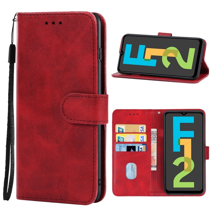

For Samsung Galaxy F12 Leather Phone Case(Red)