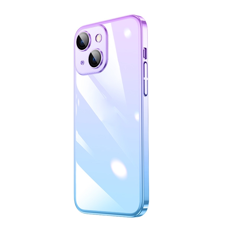 

Transparent Electroplated PC Gradient Phone Case For iPhone 13(Blue Purple)