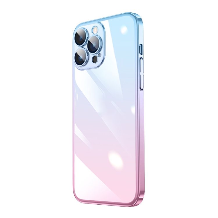 

Transparent Electroplated PC Gradient Phone Case For iPhone 12 Pro(Pink Blue)