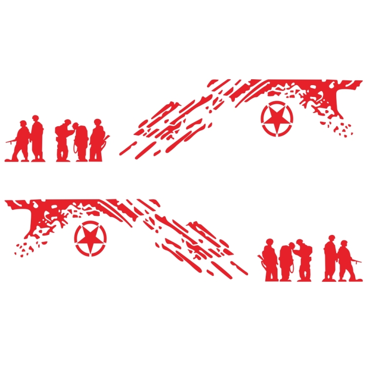

2 PCS/Set D-123 Soldiers Pattern Car Modified Decorative Sticker(Red)