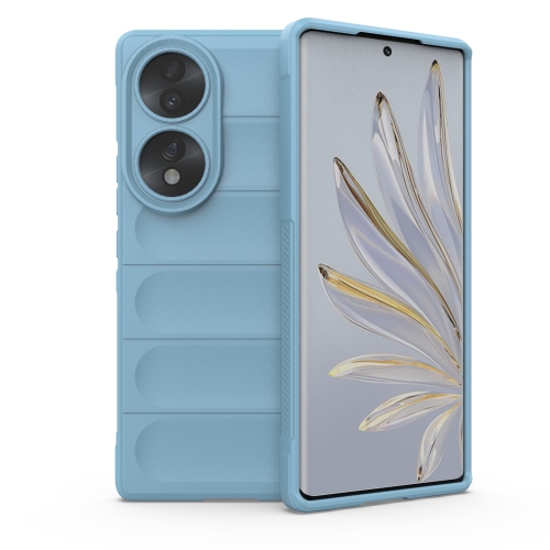 

For Honor 70 5G Magic Shield TPU + Flannel Phone Case(Light Blue)
