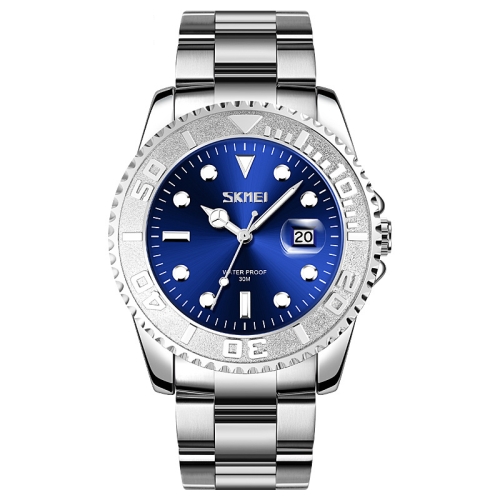 

SKMEI 9295 Stainless Steel Buckle Strap Waterproof Quartz Watch, Strap:Silver(Blue)