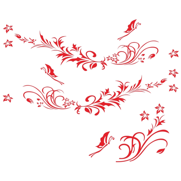 

D-462 Butterfly Loves Flowers Pattern Car Modified Decorative Sticker(Red)
