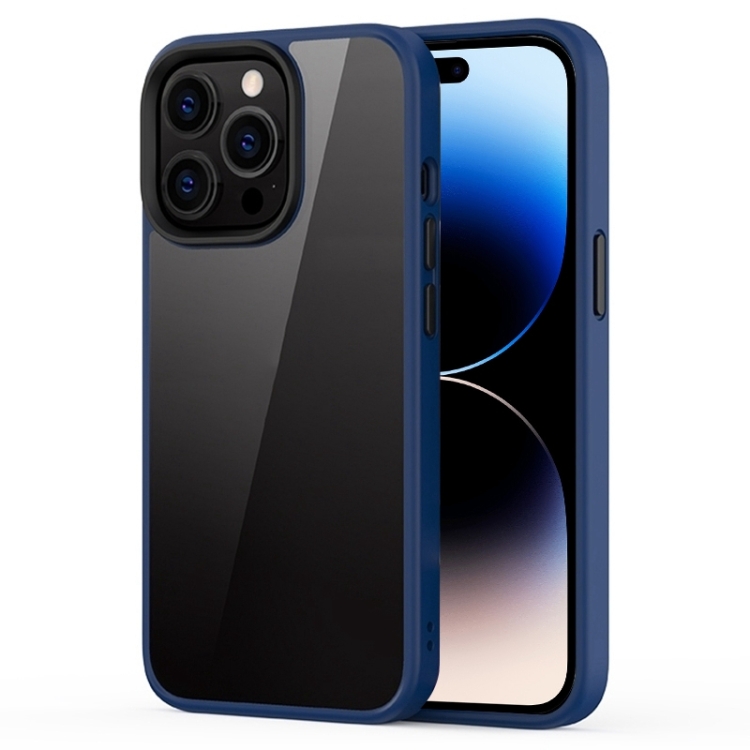 

Ming Shield Hybrid Frosted Transparent Phone Case For iPhone 14 Pro(Blue)