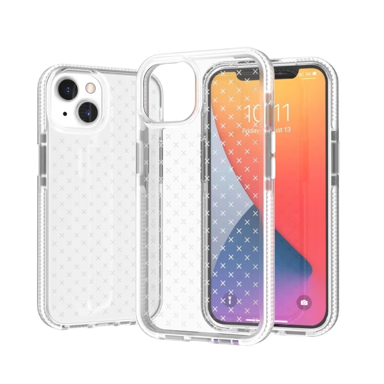 

Grid Pattern Two-color TPU Phone Case For iPhone 14 Max(White)