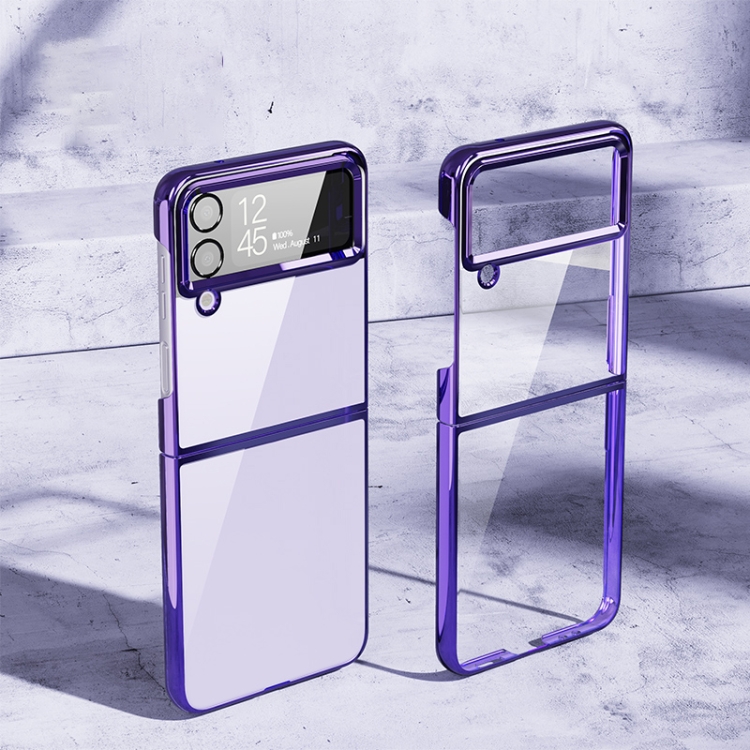 

For Samsung Galaxy Z Flip4 PC Folding Electroplating Transparent Phone Case(Purple)