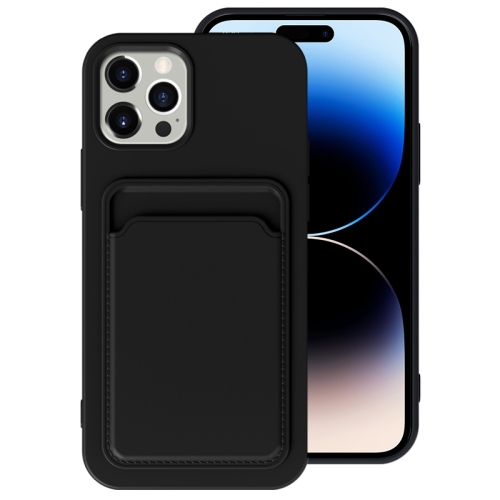 

For iPhone 14 Pro Max TPU + Flannel Lining Card Slots Phone Case (Black)