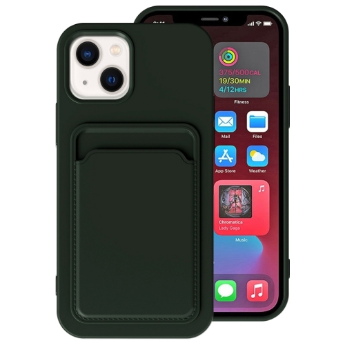 

TPU + Flannel Lining Card Slots Phone Case For iPhone 14(Dark Green)