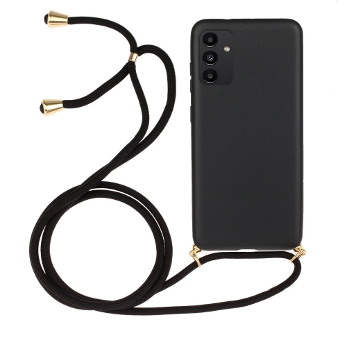 

For Samsung Galaxy A13 Wheat Straw Material + TPU Protective Case with Lanyard(Black)