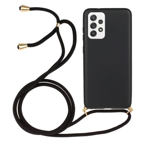 

For Samsung Galaxy A53 Wheat Straw Material + TPU Protective Case with Lanyard(Black)