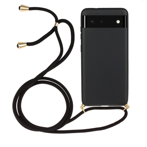 

For Google Pixel 6 Wheat Straw Material + TPU Protective Case with Lanyard(Black)