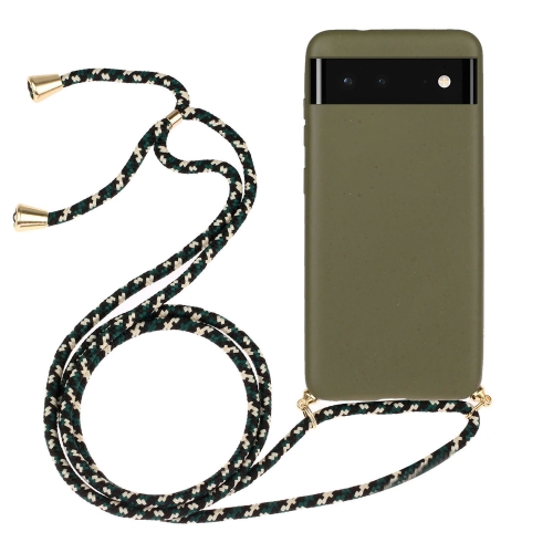 

For Google Pixel 6 Pro Wheat Straw Material + TPU Protective Case with Lanyard(Army Green)