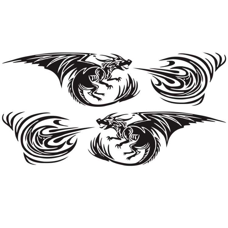 

2 PCS/Set D-498 Pterosaur Spitfire Pattern Car Modified Decorative Sticker(Black)